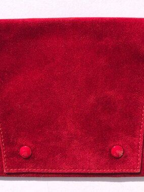 Cartier Jewelry Pouch Red Velvet Travel Snap Closure 5 in by 4.5 in Pouch Only
